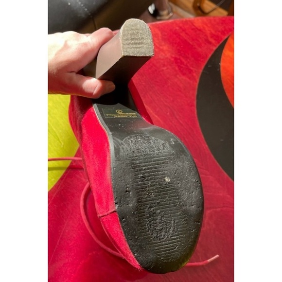 Cardi B Style Red Suede Stilleto Platform Heels Size 7 - Picture 11 of 16